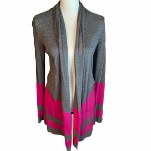 INC Sweater Gray and Fuchsia Tired Size Medium